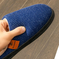 Memory Foam Cushion Slippers men Suede TPR Sole Platform Warm Soft Non Slip Stripe Comfortable Indoor Shoes Knited - Novelle